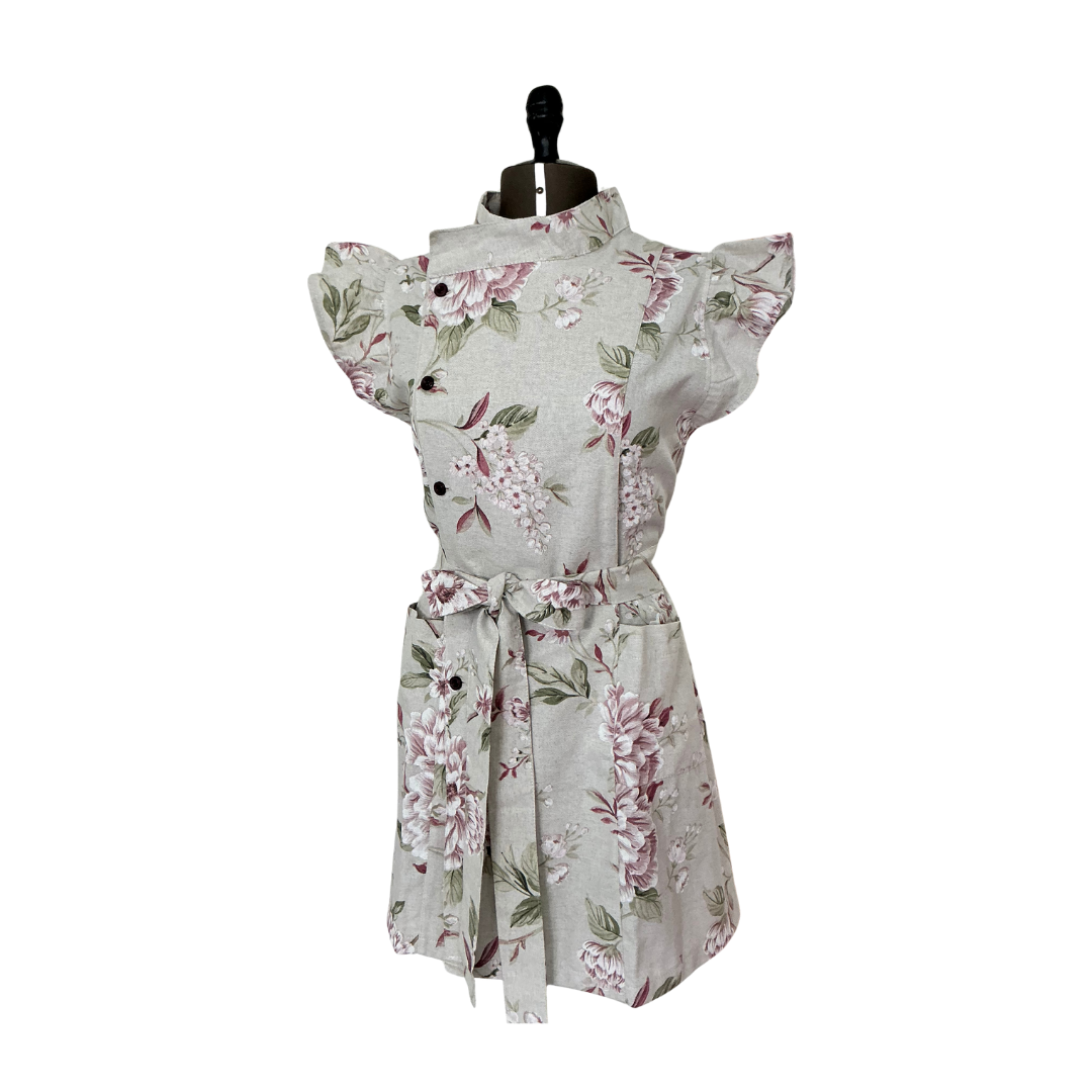 Maxi Apron Gray Green Watercolor