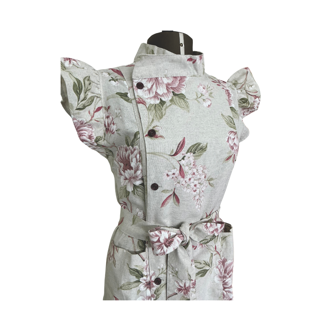Maxi Apron Gray Green Watercolor